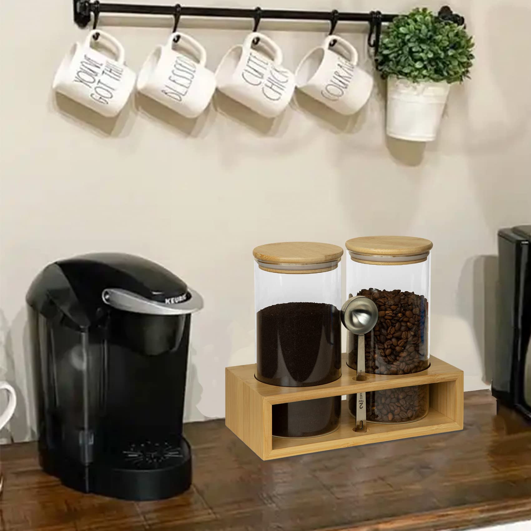 QUALLON coffee jars with included stainless steel spoon for convenient scooping