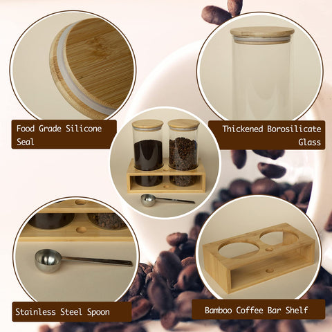 QUALLON bamboo shelf displays jars on a tidy countertop