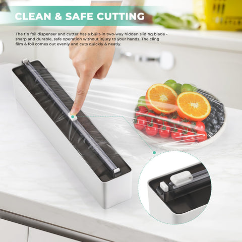 Quasziwa foil dispenser shown in a neat drawer organizer for tidy kitchen prep.