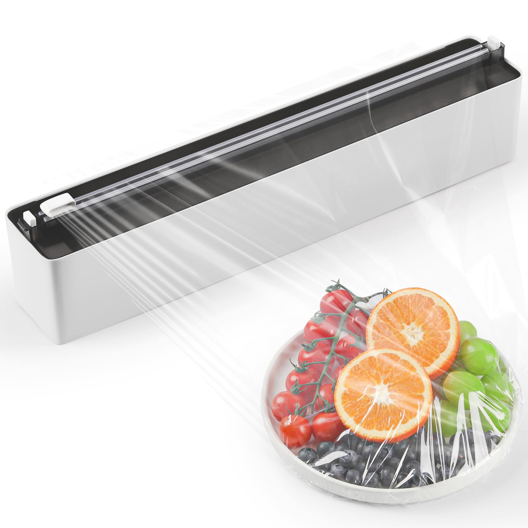 Quasziwa magnetic wrap dispenser mounted on fridge for quick access.