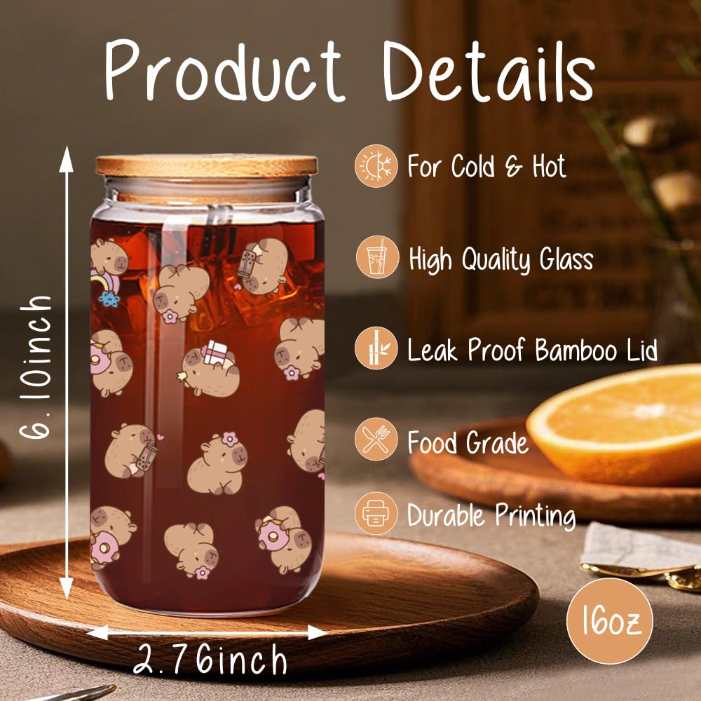 Qubereeree capybara gift set glass cup, a thoughtful present for animal lovers.