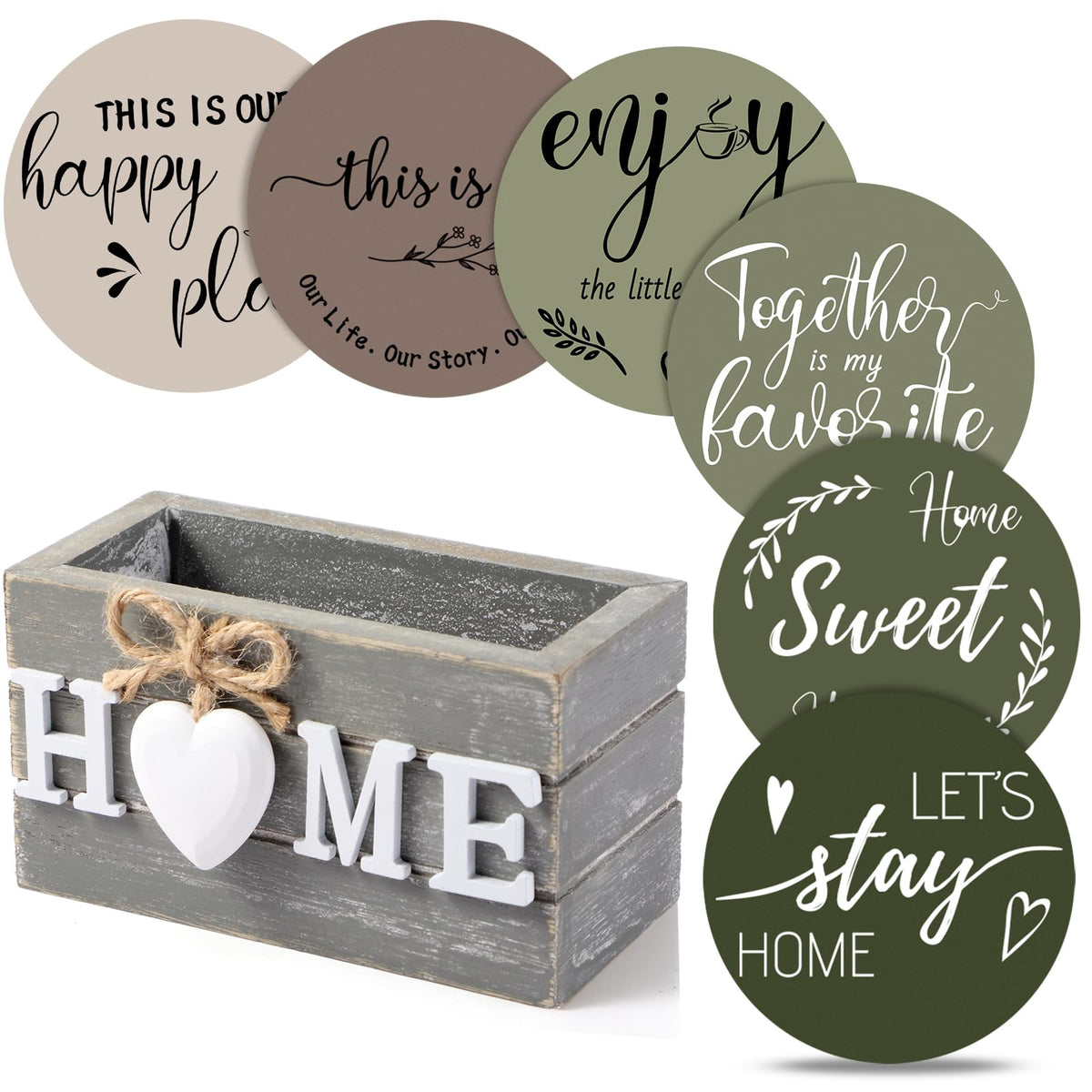 Queekay coasters six-styles set protects surfaces with varied designs.