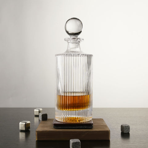 Queenstone Lead Free decanter with glass stopper to preserve aroma.