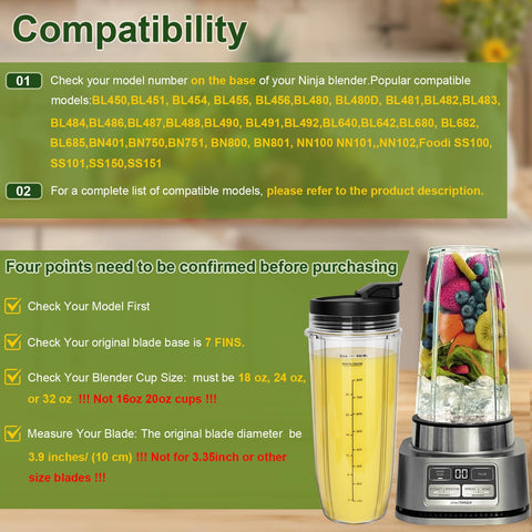 QueenTrade compatibility chart for Ninja models ensures easy replacement across many blender cups.