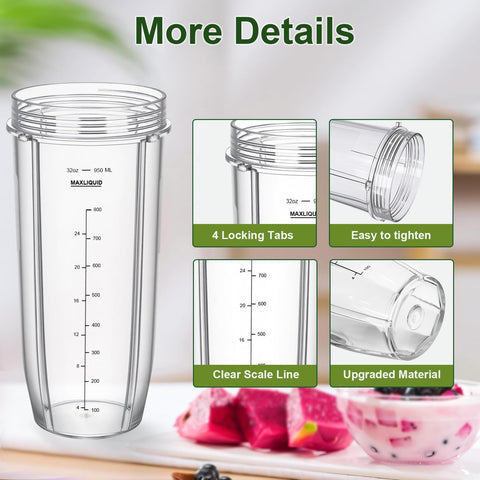 Cup designed to fit 3.9-inch Ninja blades for proper blending.