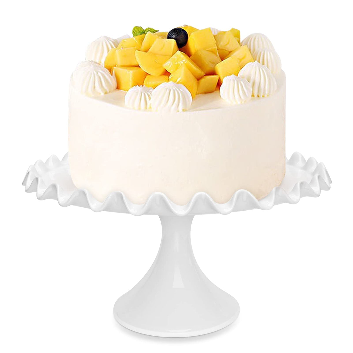 Quegroot 12-inch porcelain round cake stand viewed from top for stable serving display