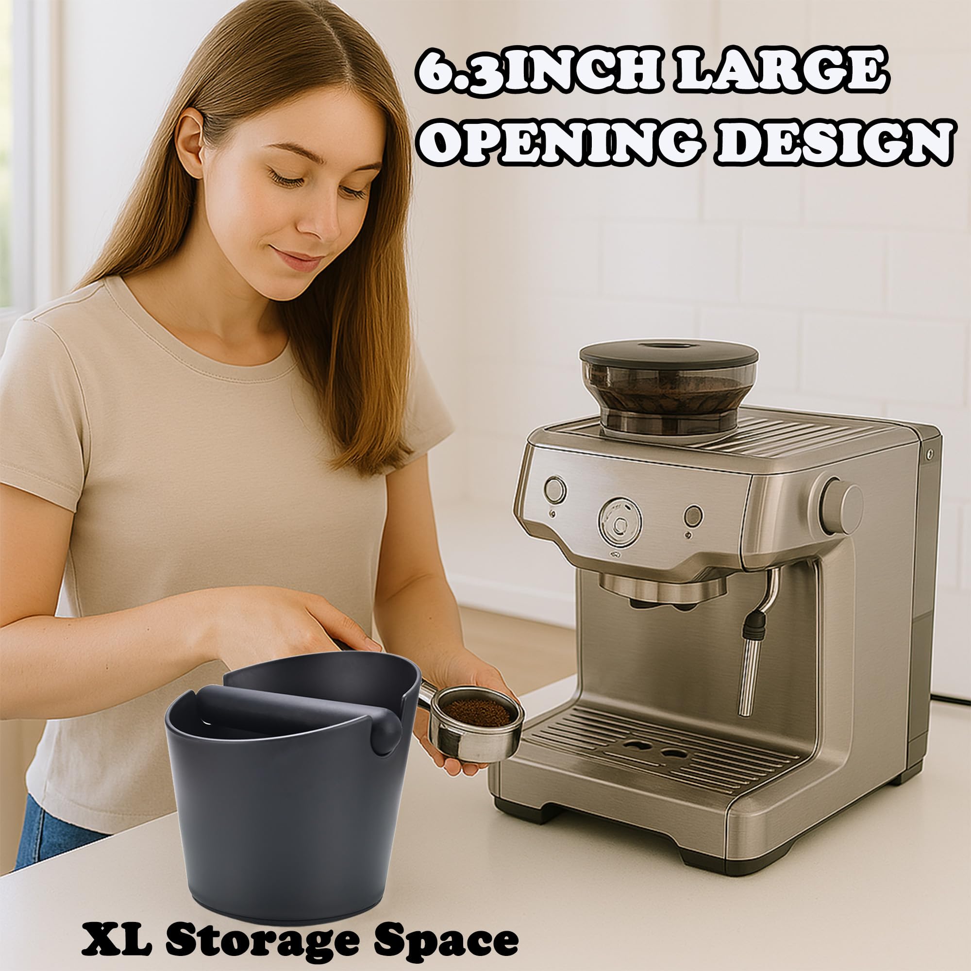QUELIEN knock box interior highlighting easy cleaning and quick emptying