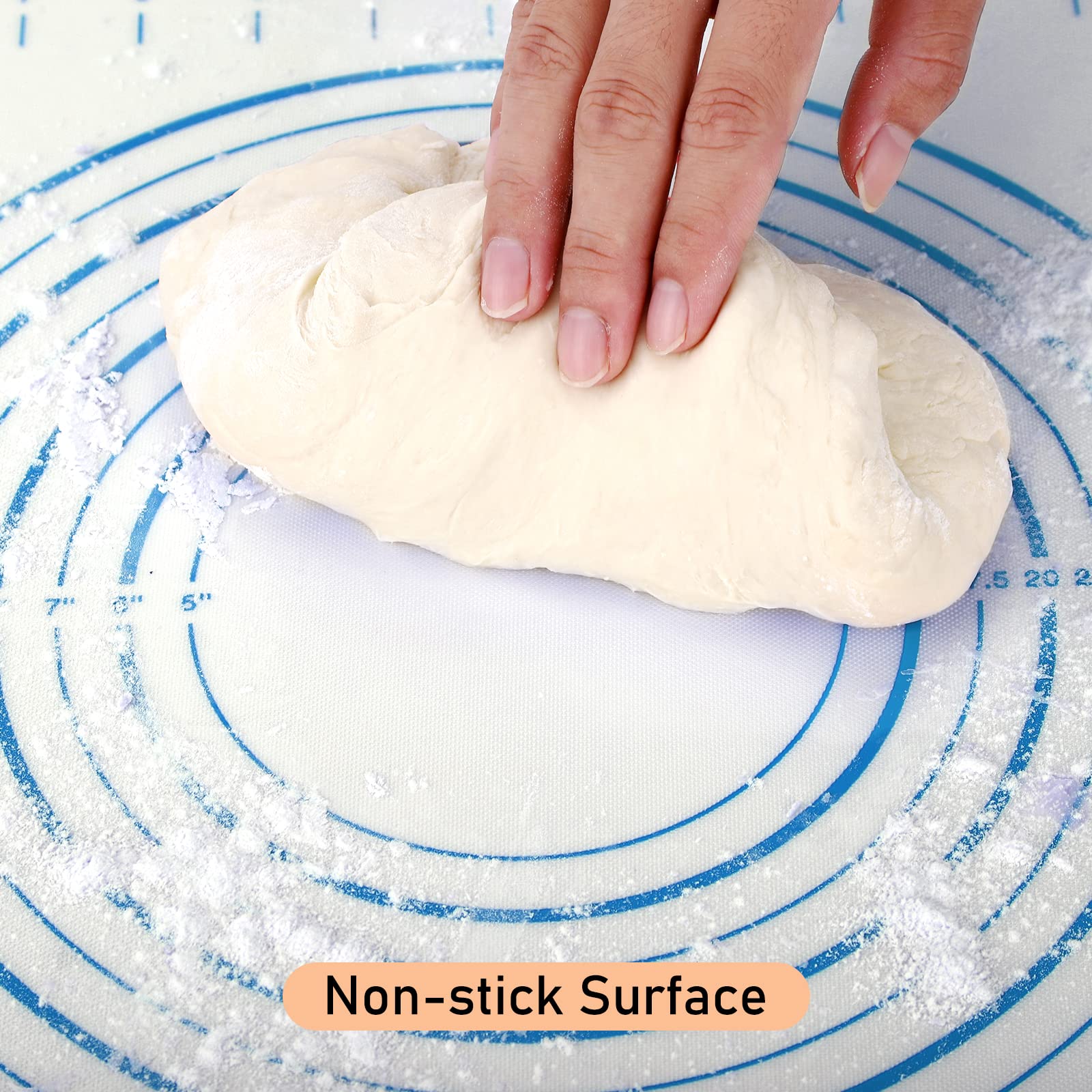 Quellance dough-rolling mat non-slip surface keeps flour contained on counter.