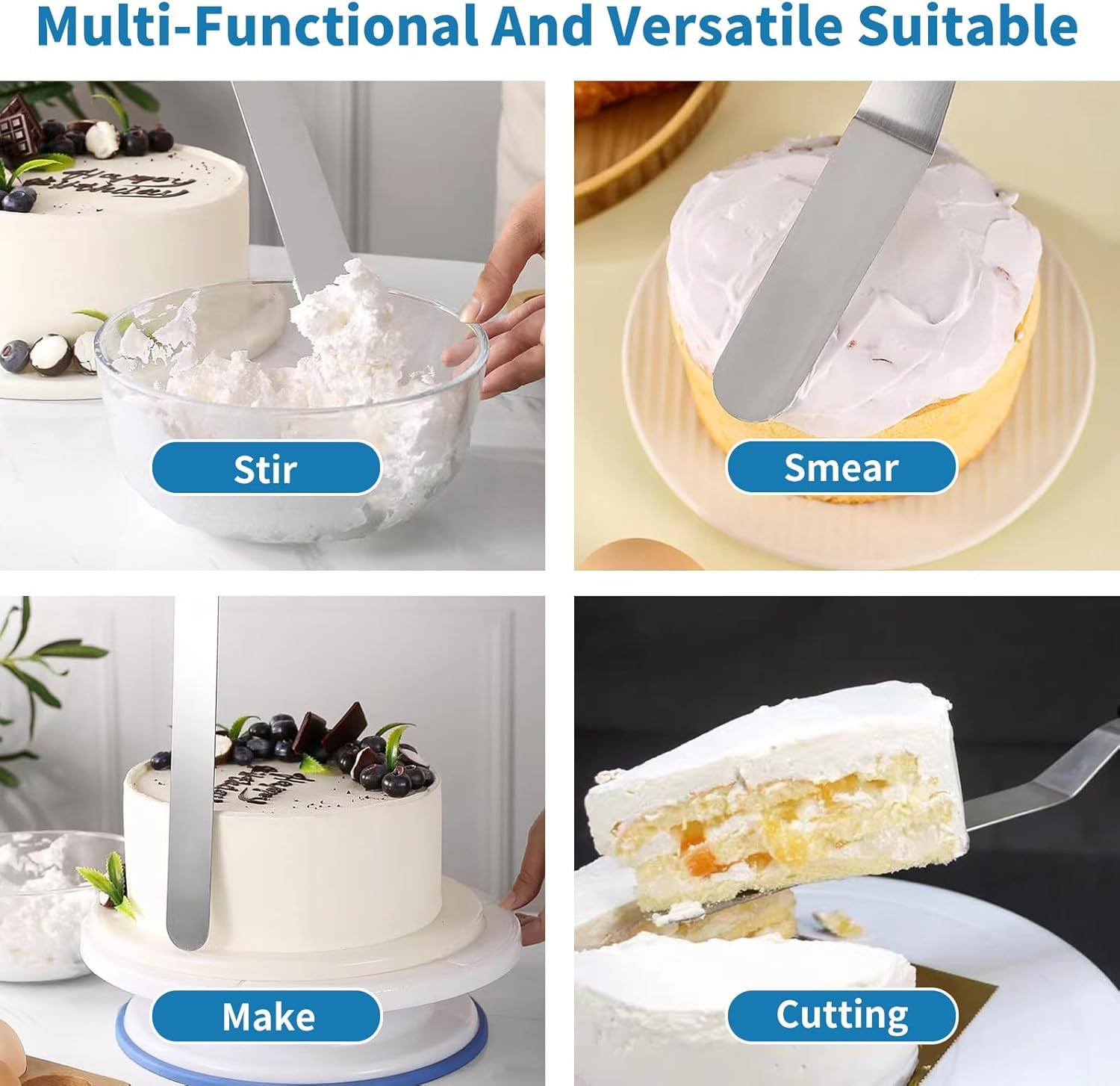 QUELLANCE icing scrapers smoothing cake surfaces with precision