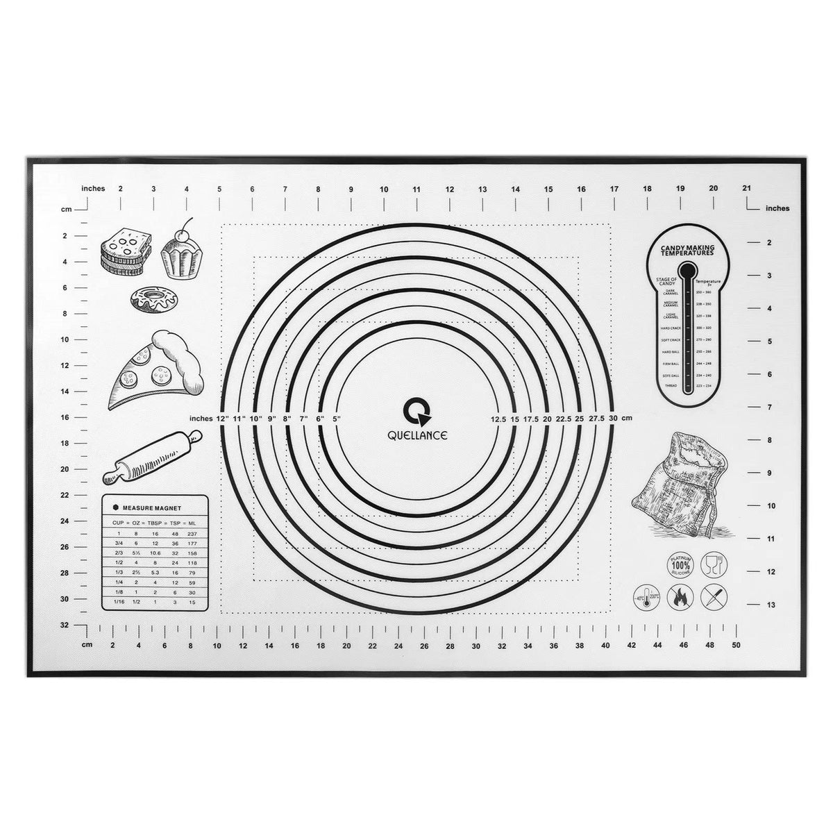 QUELLANCE silicone baking mat 24x16 on counter showing non-stick surface for dough.