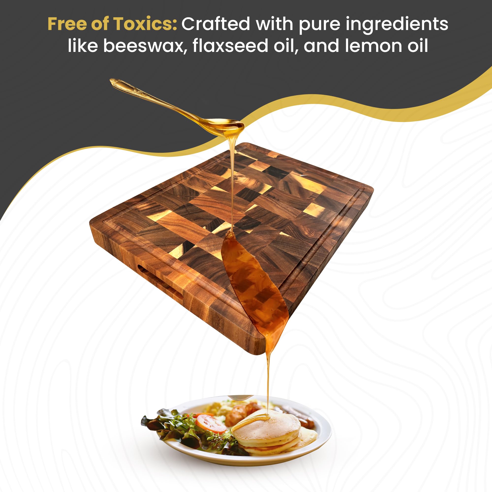 QUELLUXE spacious 20x15 cutting board ready for large prep tasks.
