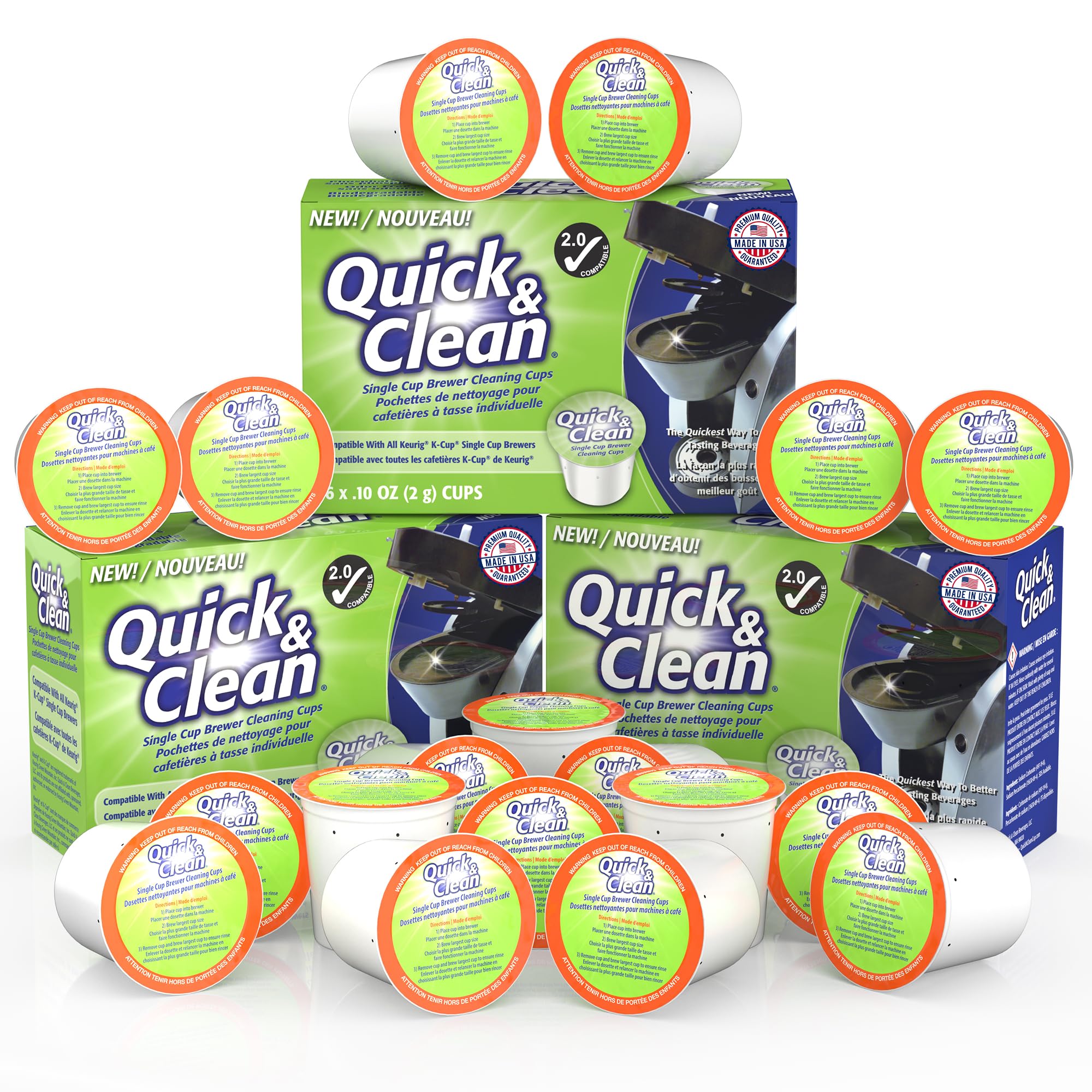 Quick & Clean 18-pack K-Cup cleaner pods for Keurig 2.0 remove residue to restore flavor