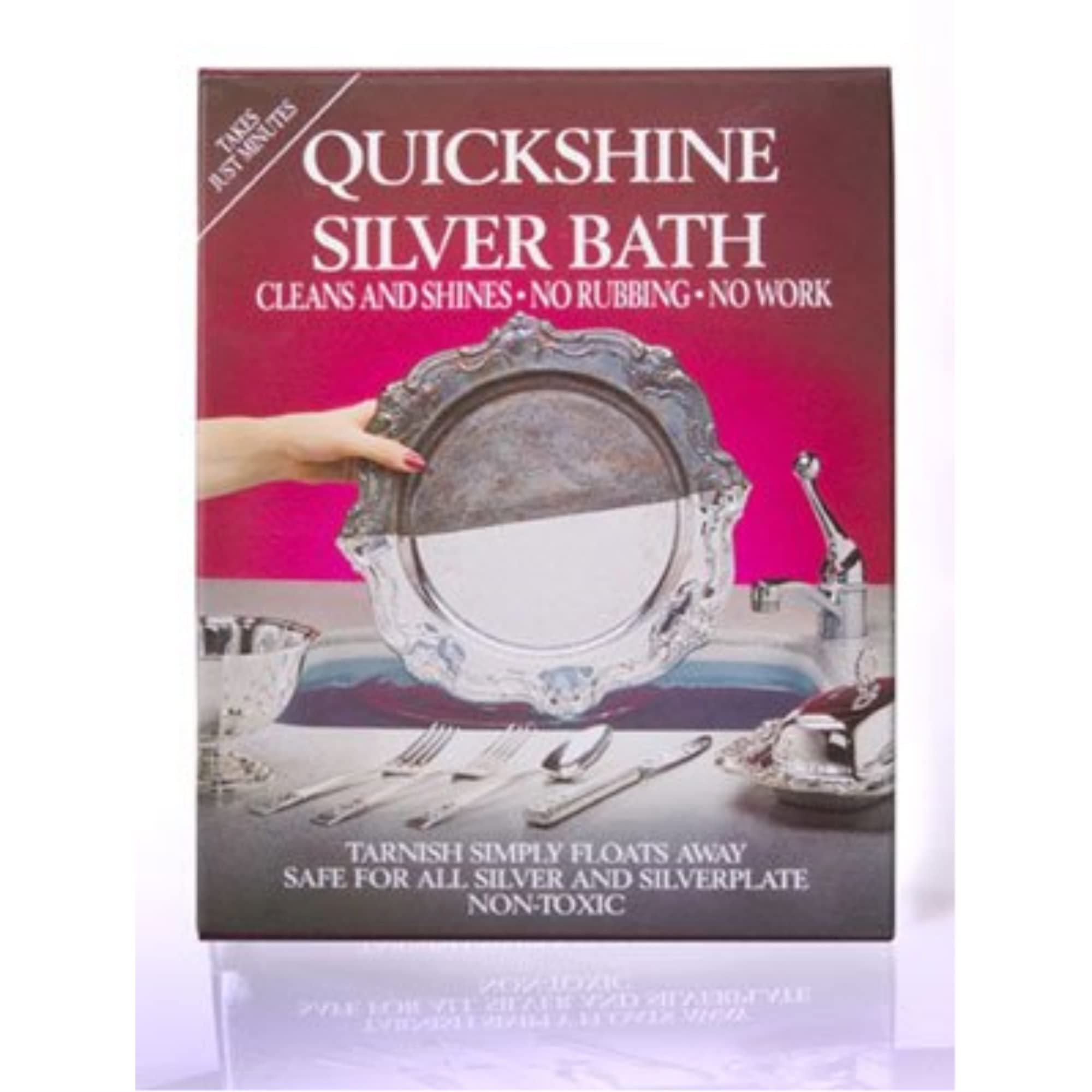 Quickshine Silver Clean And Shine Bath bottle front, odorless formula for quick bathroom refresh.