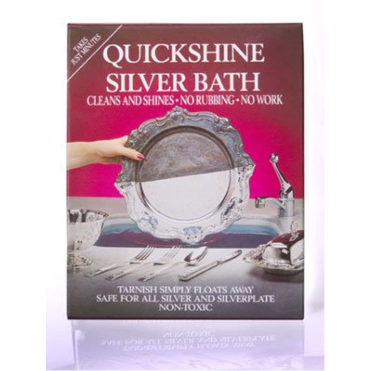 Quickshine Silver Clean And Shine Bath bottle front, odorless formula for quick bathroom refresh.
