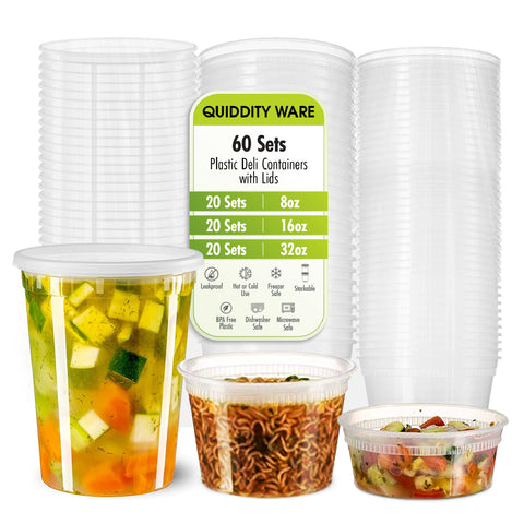 QUIDDITY WARE 8oz clear deli container shows contents clearly for quick sauce prep