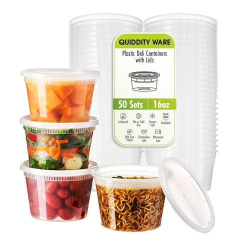 QUIDDITY WARE 16oz deli container with lid for quick content identification.