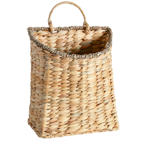 Quincry woven hanging wall basket close-up weave showcases craftsmanship and sturdy construction for stylish wall decor.