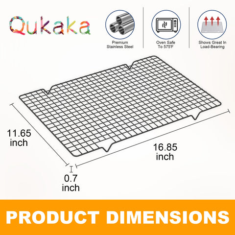 Qukaka black cooling rack fits standard half sheet pans.