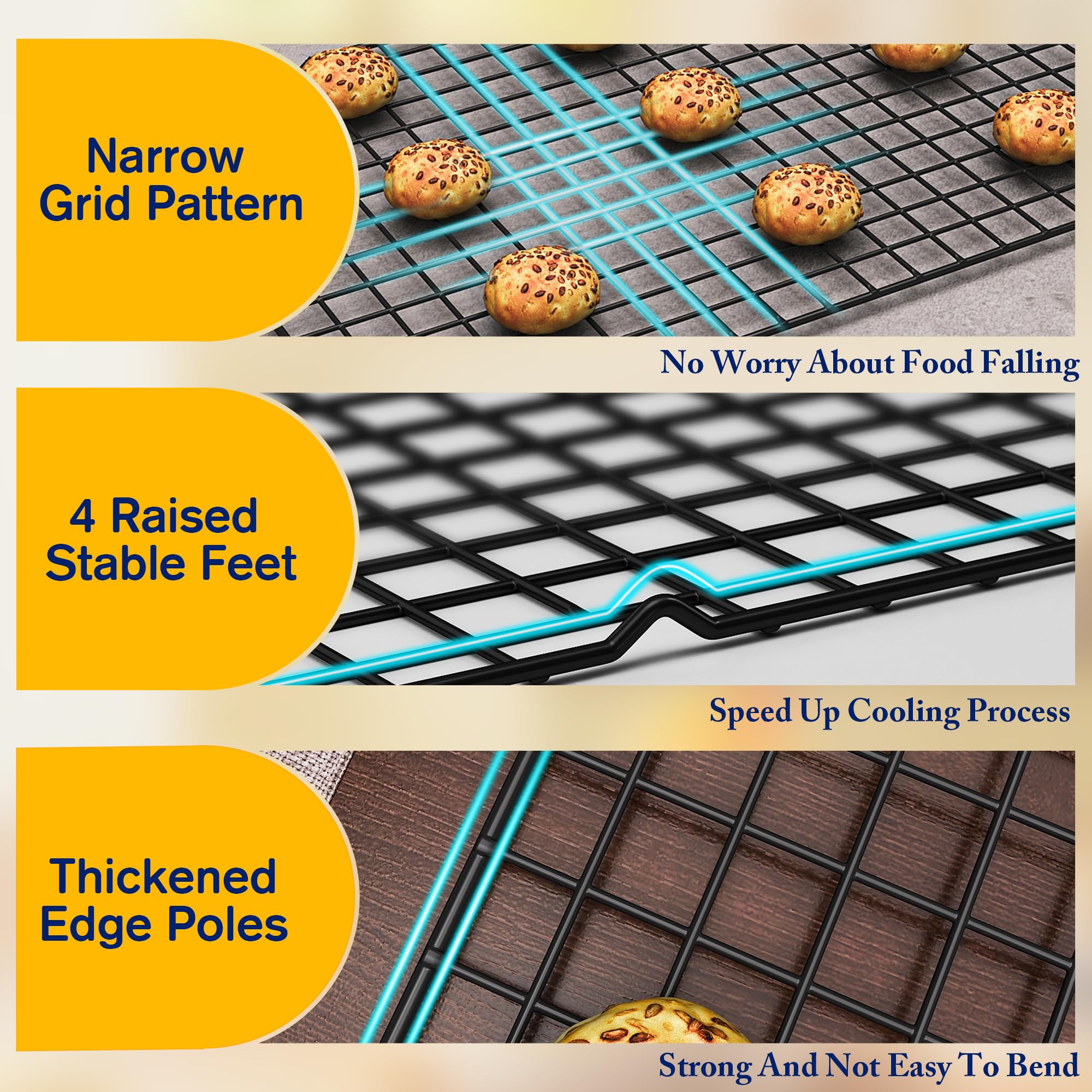 Qukaka oven-safe rack withstands high heat for versatile cooking.