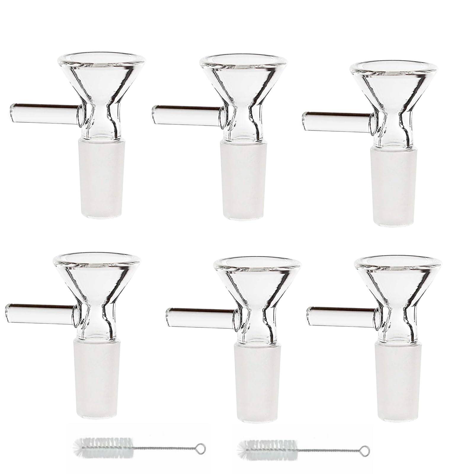 Qulfimea 6-pack glass funnels with 14mm opening for precise pouring.