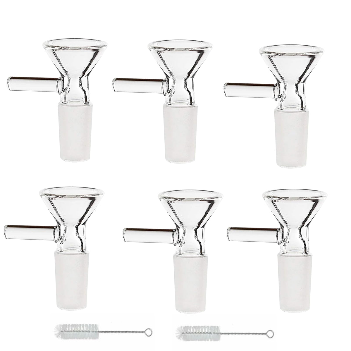 Qulfimea 6-pack glass funnels with 14mm opening for precise pouring.