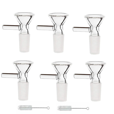 Qulfimea 6-pack glass funnels with 14mm opening for precise pouring.