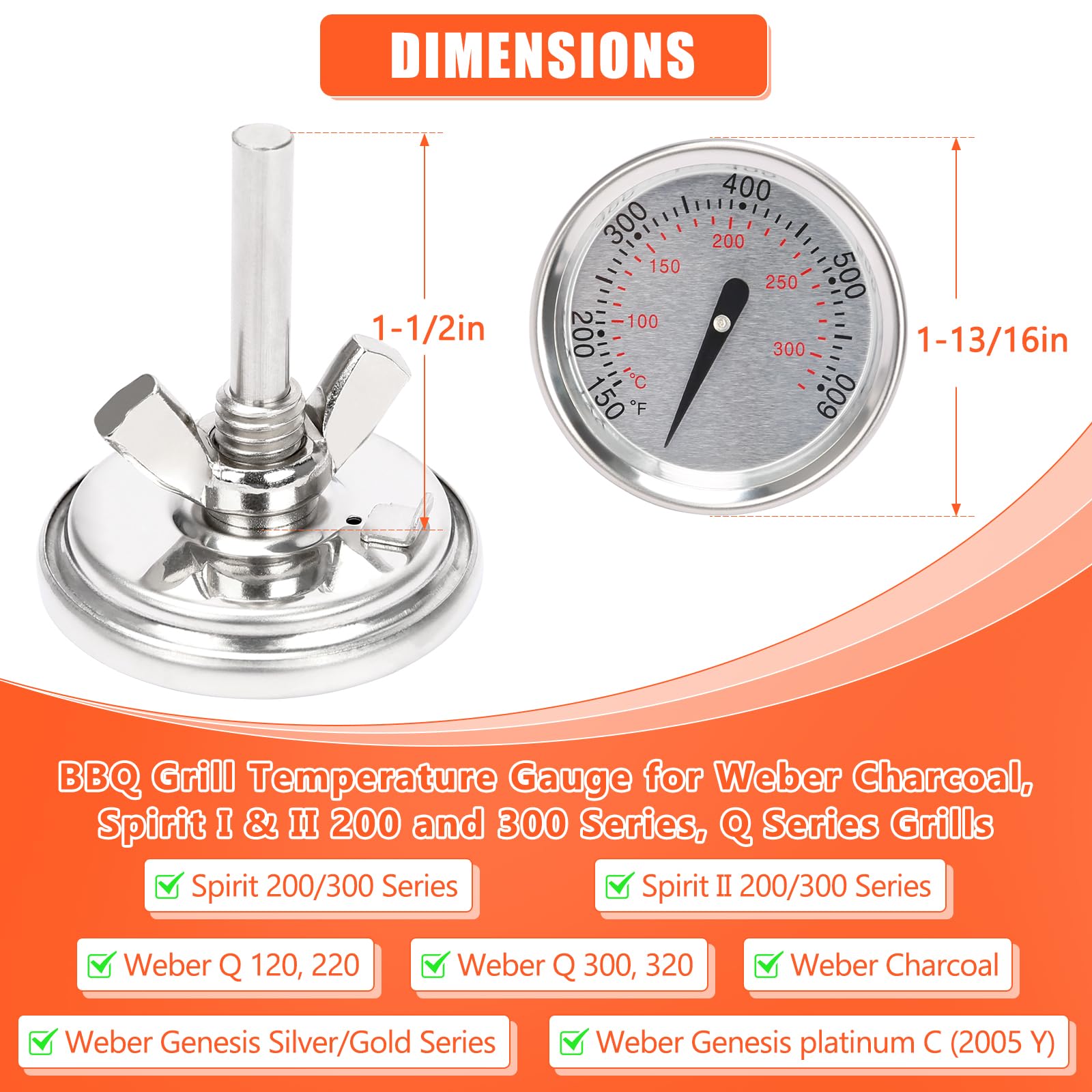 QuliMetal stainless-steel case protects the gauge under heat.