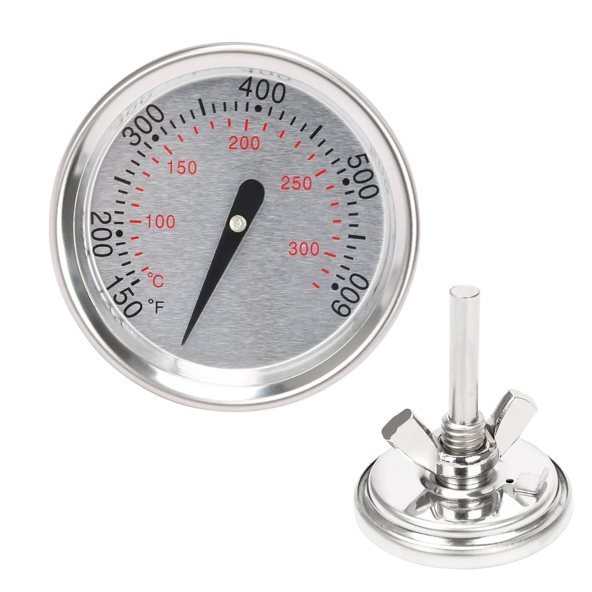 QuliMetal thermometer panel dial displays precise Weber temperatures.