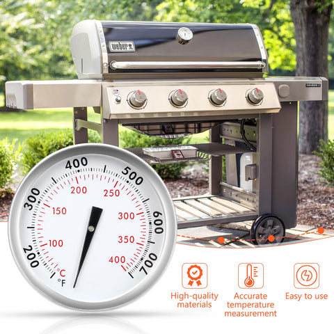 QuliMetal thermometer for Weber Genesis II 300 series, precise center-dial display.