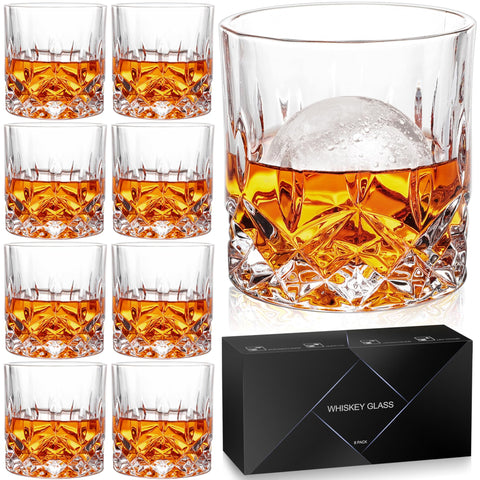 QUMMFA whiskey glasses 8-pack, 11 oz, for smooth pours and tasting.