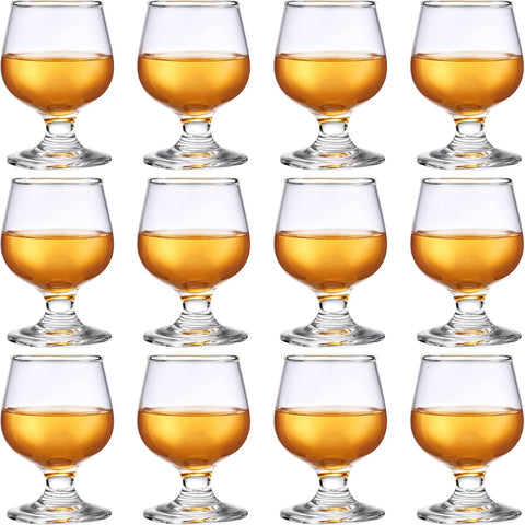 Qunclay 12pc shot glasses in clear glass suited for precise whiskey tastings.