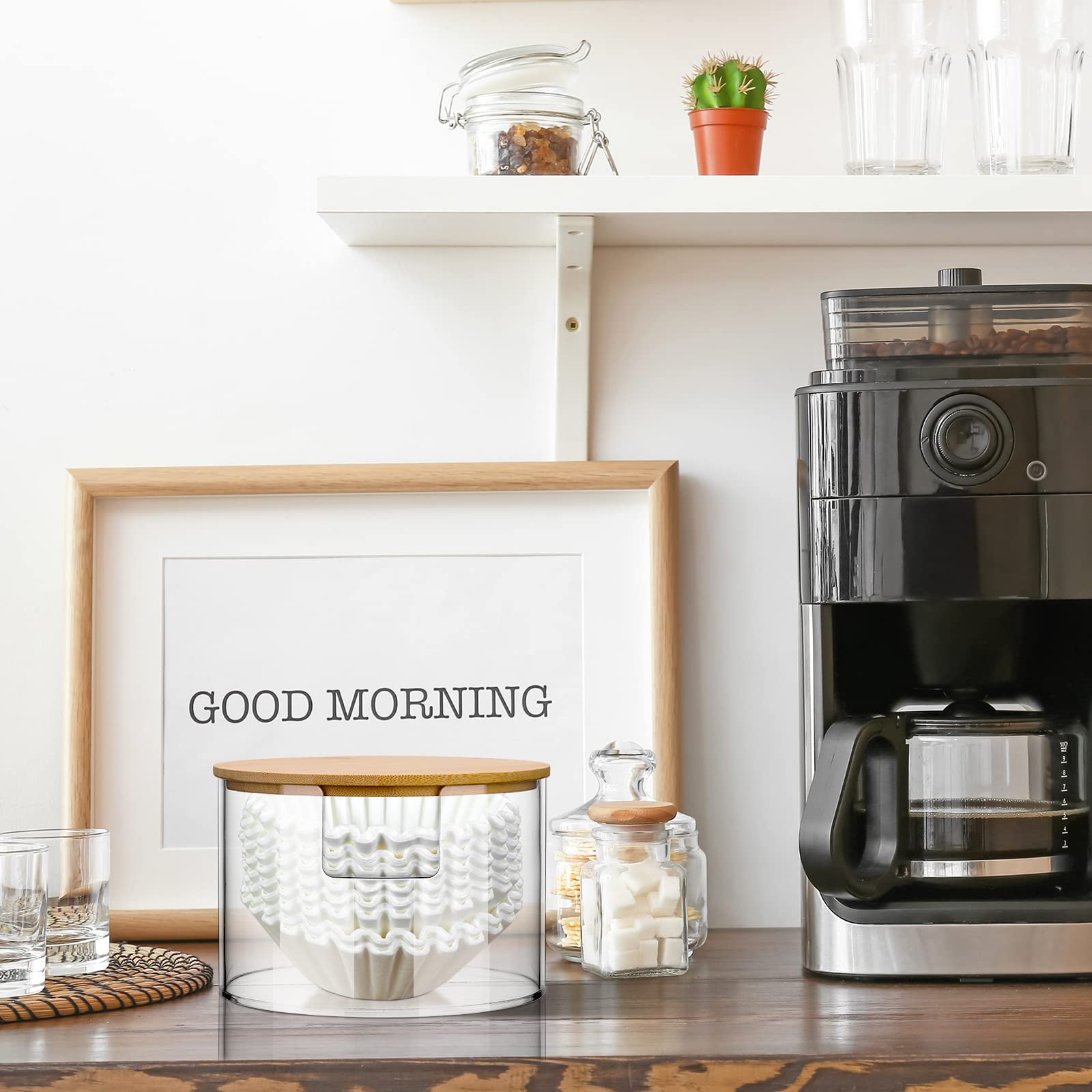 Qunclay coffee filter storage on counter combines practicality with modern style.