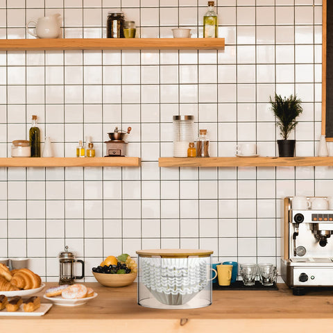 Qunclay container stores multiple filter sizes, helping keep your coffee routine tidy.