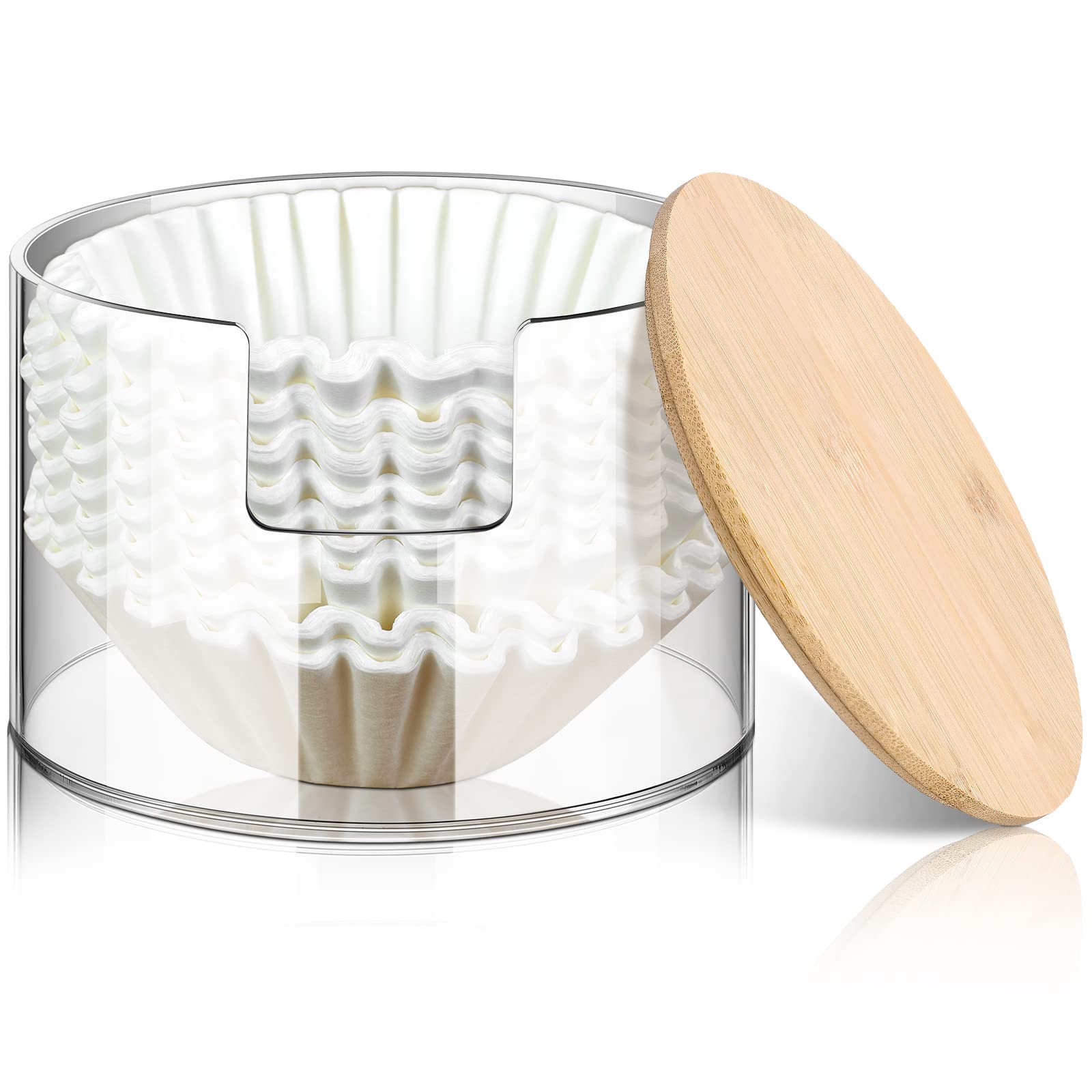 Qunclay acrylic coffee filter holder with a clear body for quick checks and easy access.