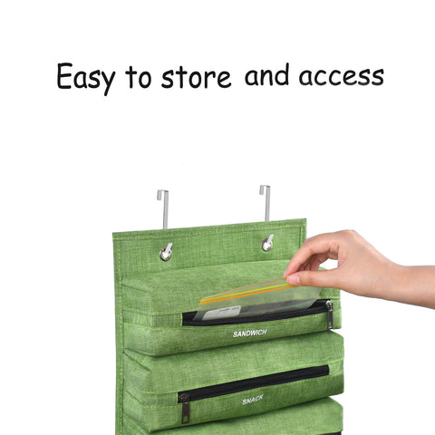 Quoyiyo zipper bag organizer designed for sandwich and snack bags for quick retrieval.