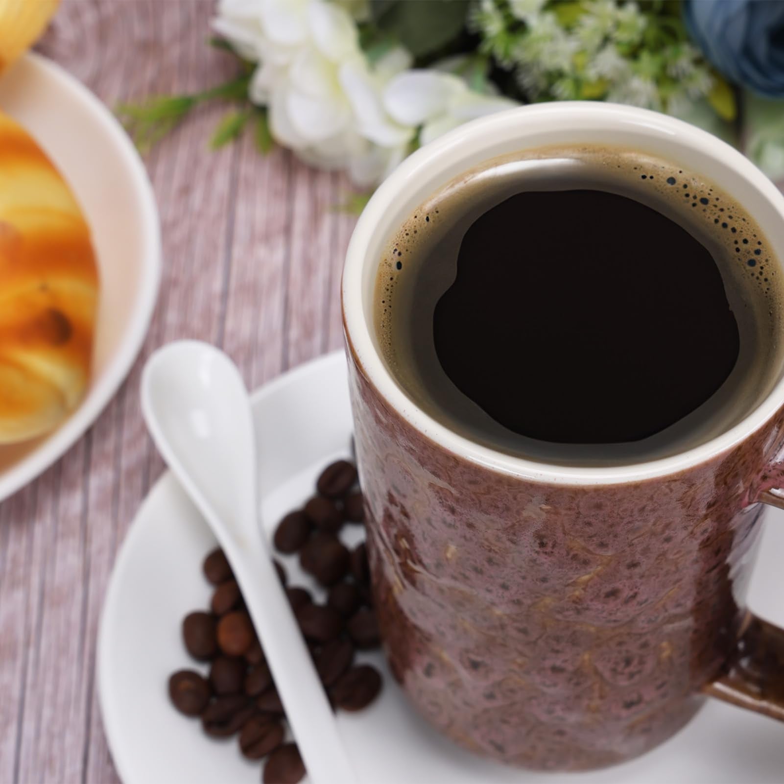 QUTREY large handle mug in rock magma design for hot drinks