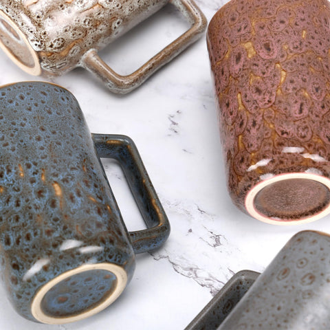 QUTREY four-piece mug set enhances kitchen decor with texture
