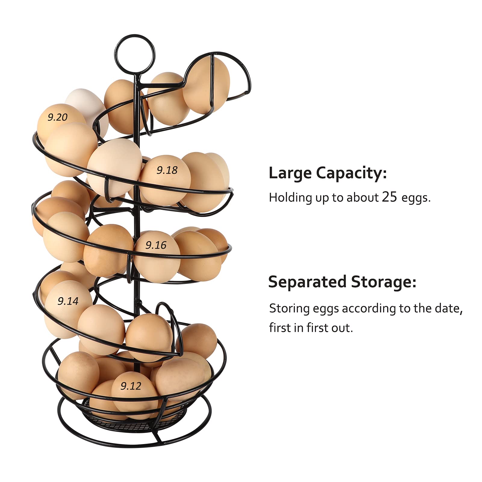 QUTREY FIFO egg rack helps separate eggs by collected date on the counter.