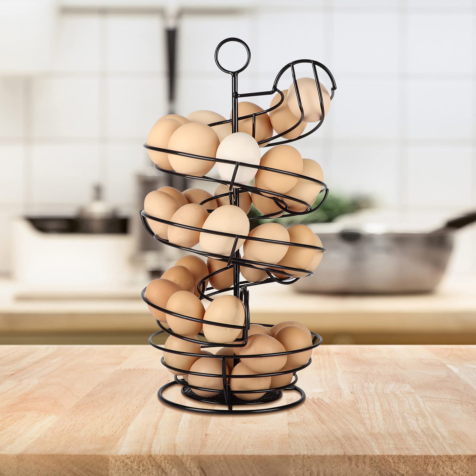 QUTREY space-saving metal egg rack fits compact countertops