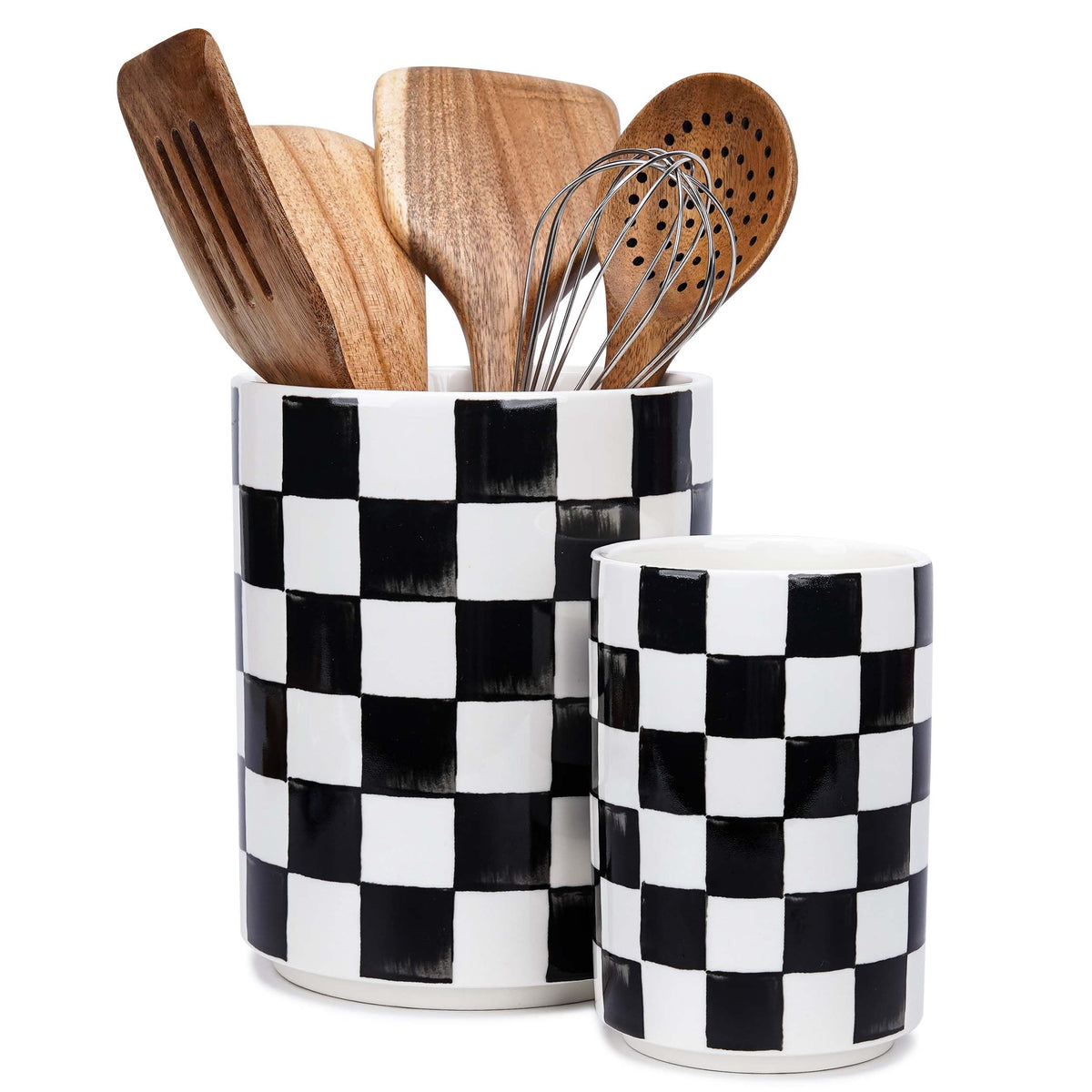 Quuavio checkered ceramic utensil holder large keeps spatulas tidy on the counter