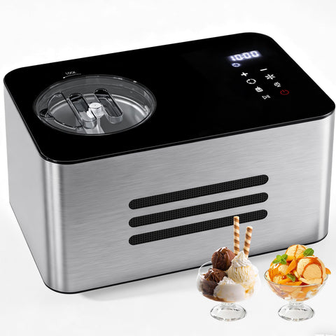 QUWRI ice cream maker with compressor enables quick fresh treats.