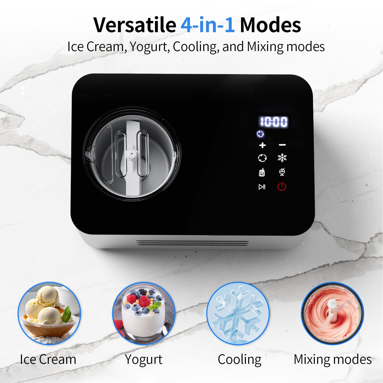 QUWRI ice cream maker timer helps achieve perfect batches.