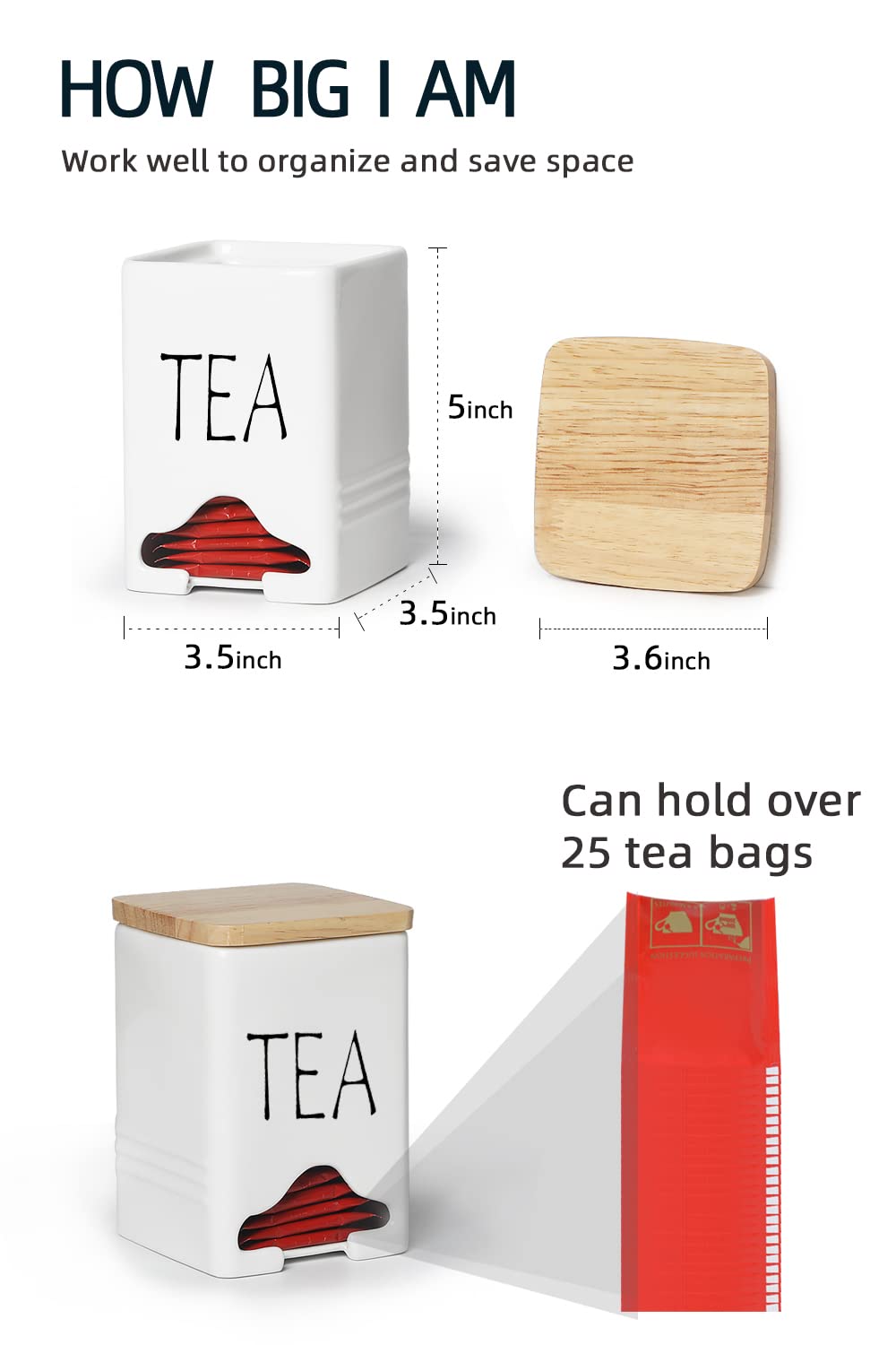 QUXIJA organizer bottom opening, easy bottom-access tea bag removal.