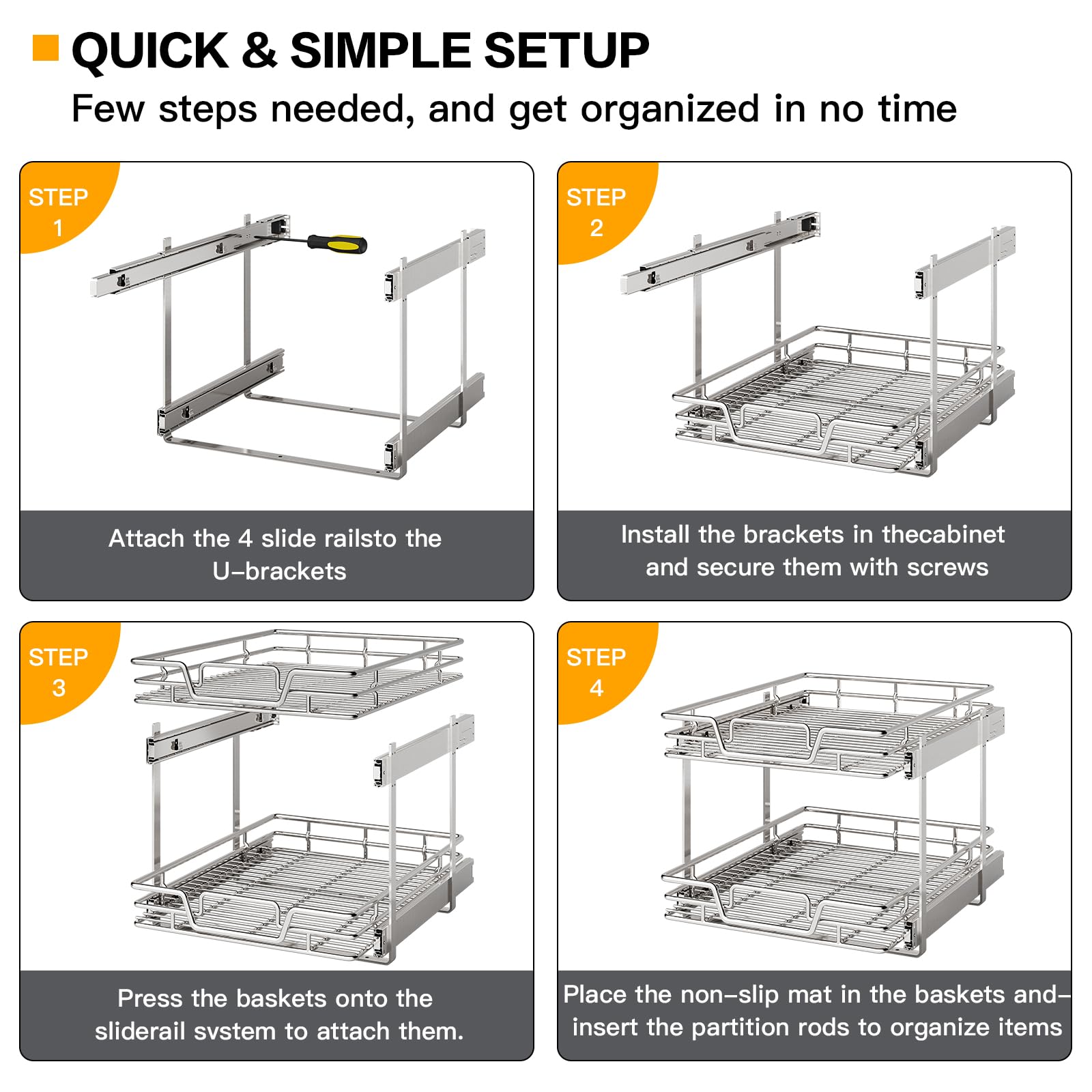 QUYUWU adjustable-height pantry for flexible storage.