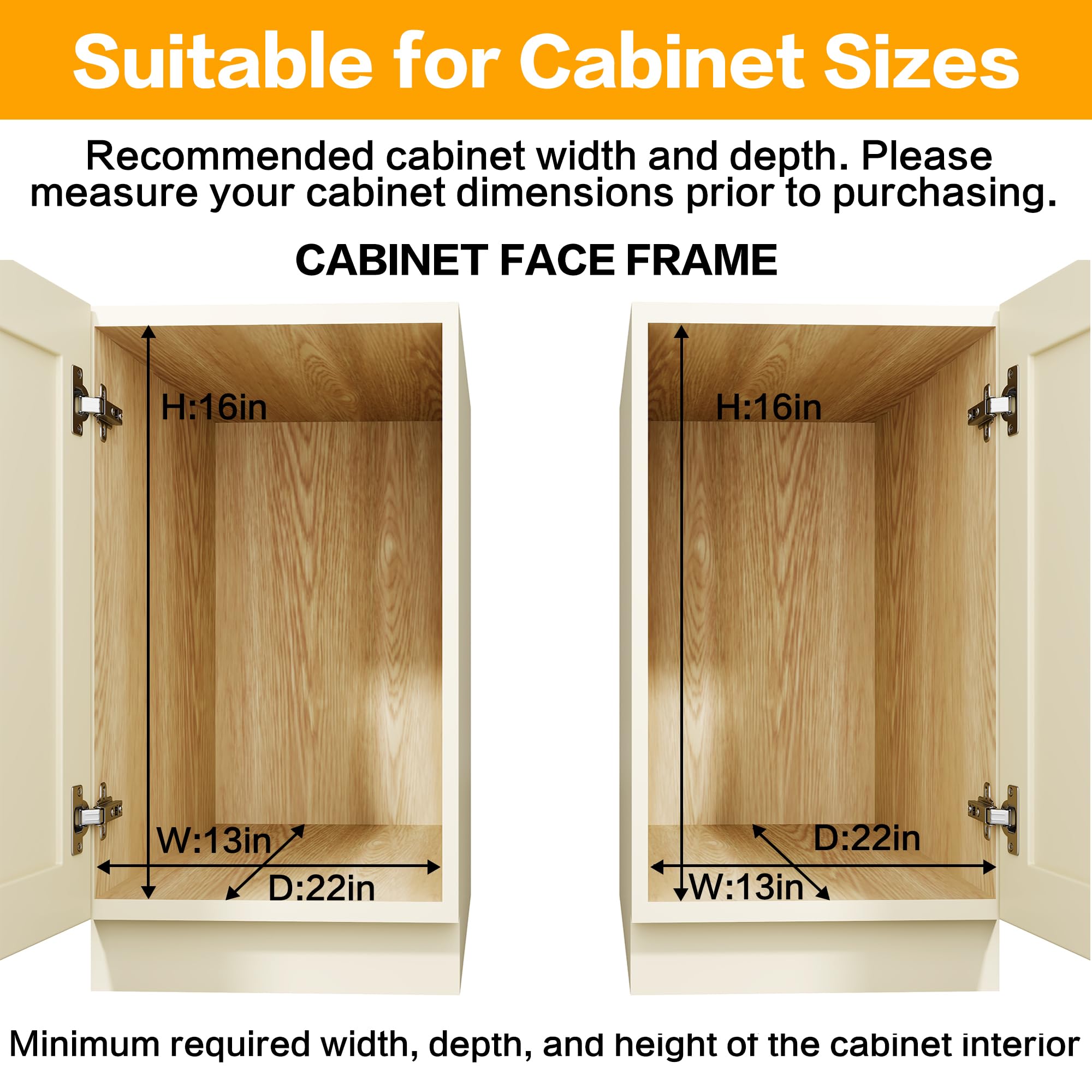 QUYUWU chrome-steel pullout frame fits deep cabinets.