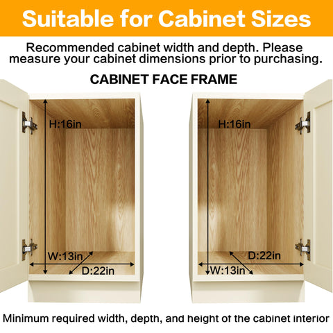 QUYUWU chrome-steel pullout frame fits deep cabinets.