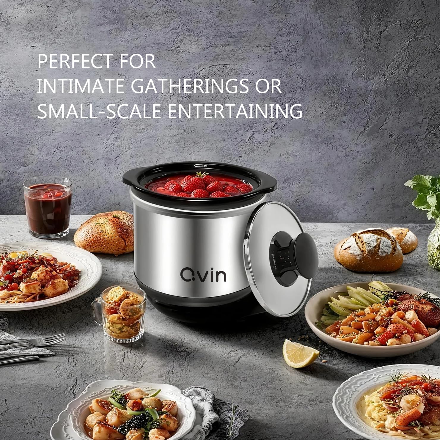 Qvin chocolate fondue melts, keeping dessert warm for sharing.