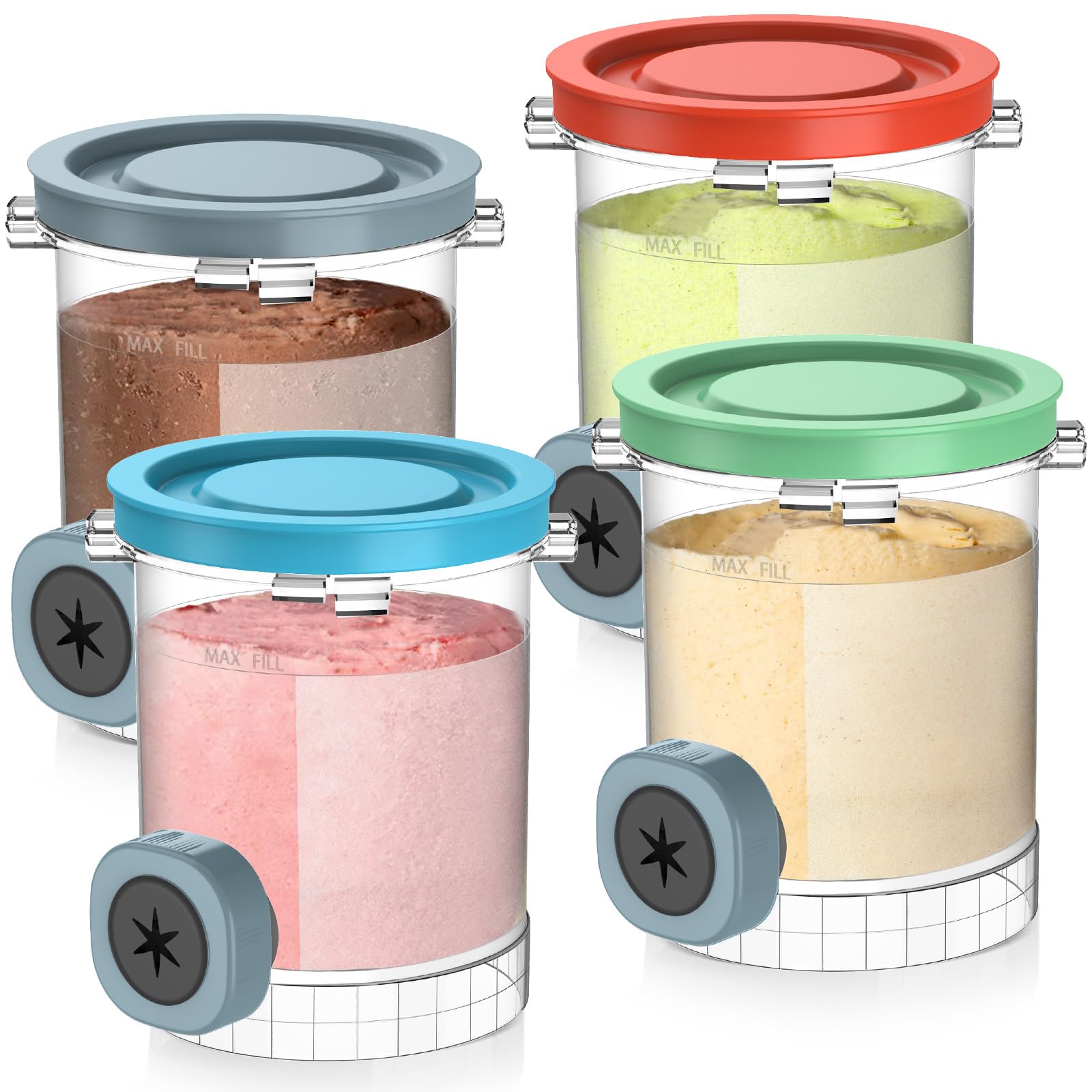 QVN Ninja Swirl Pints 4 Pack closed pint with secure lid for storage