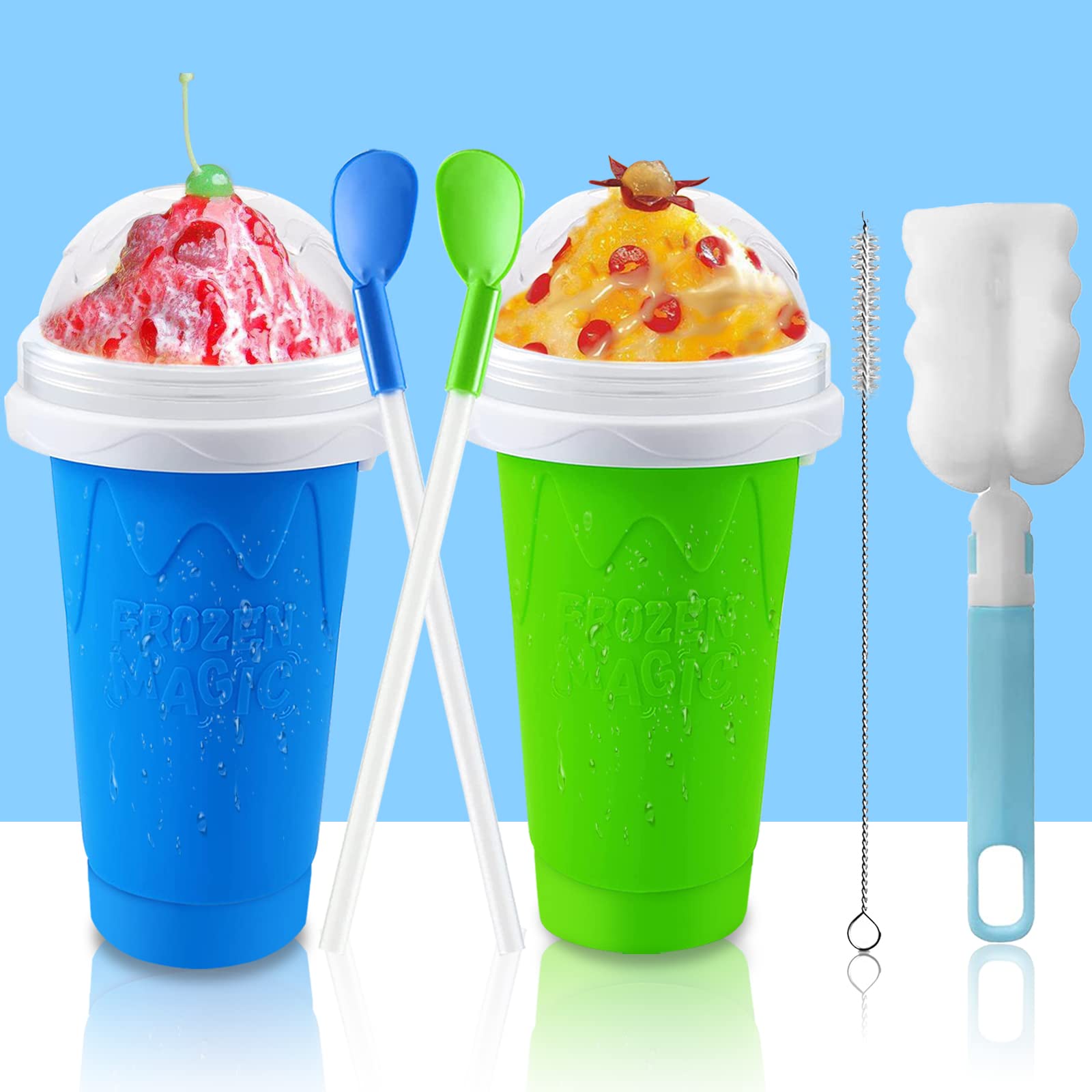 QwayHome slushie cups with freeze layer ready for fast cooling beverages.