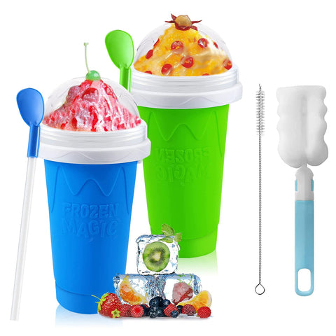 QwayHome slushie cups show pour-ready design for icy drinks in minutes.